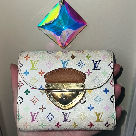Authentic Louis Vuitton x Takashi Murakami White Multicolor Joey Wallet - Picture 3 of 17